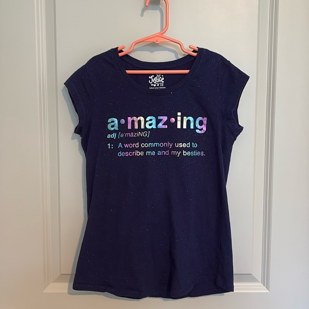 Justice brand sparkly tee for girls